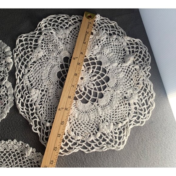 Vintage Handmade Crochet Doilies Set of 3 - Picture 6 of 12